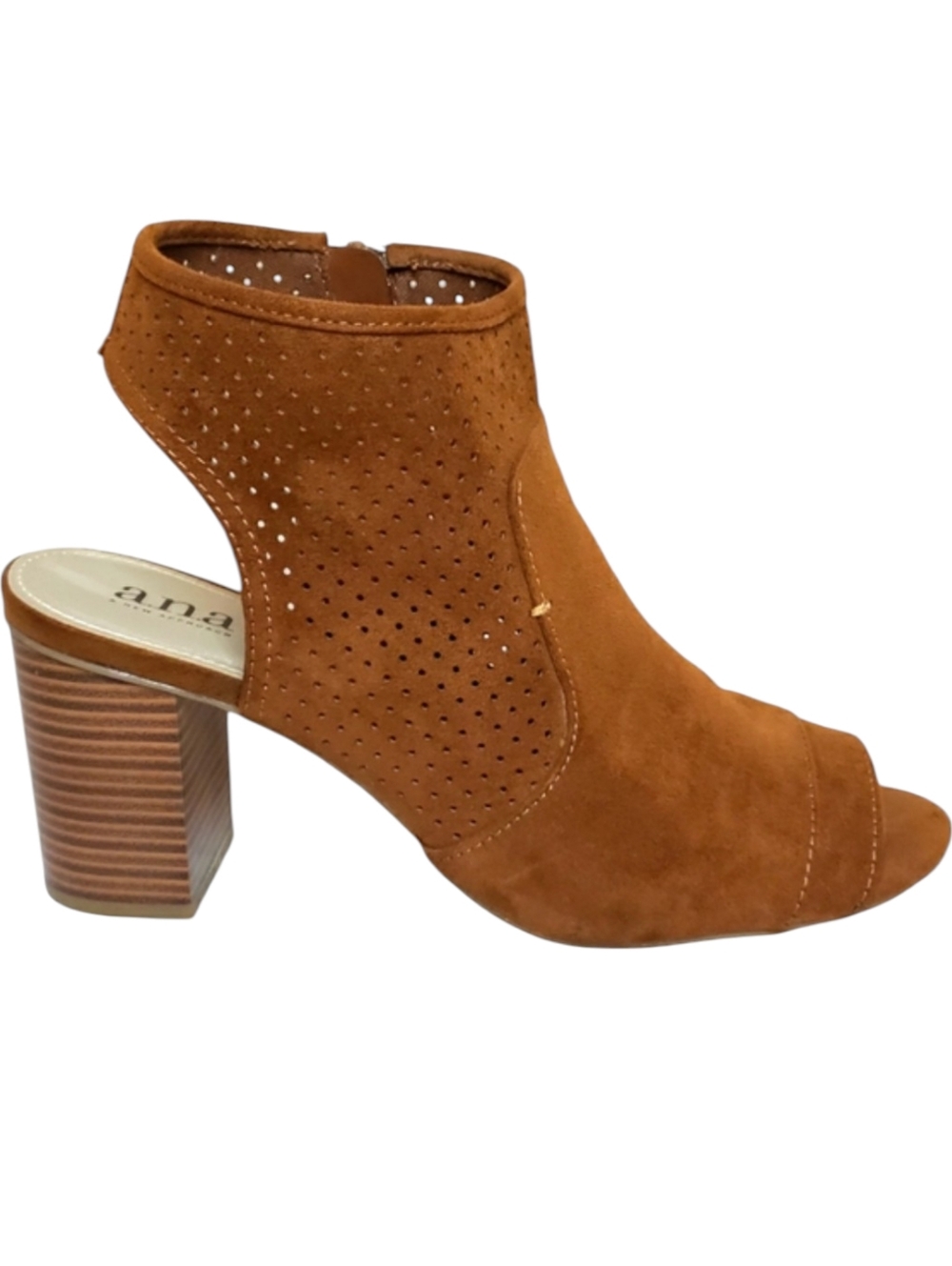 a.n.a New Approach ANA TASHA Whiskey Zip Peep-toe Block Heel Booties